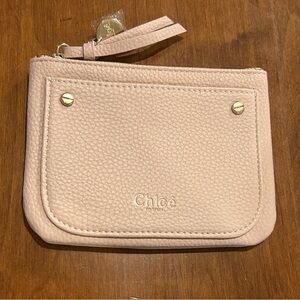 Chloe Parfum Pebbled Leather Wristlet in Blush Pink